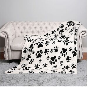 Cozy Paw Print Throw Blanket - Black and White